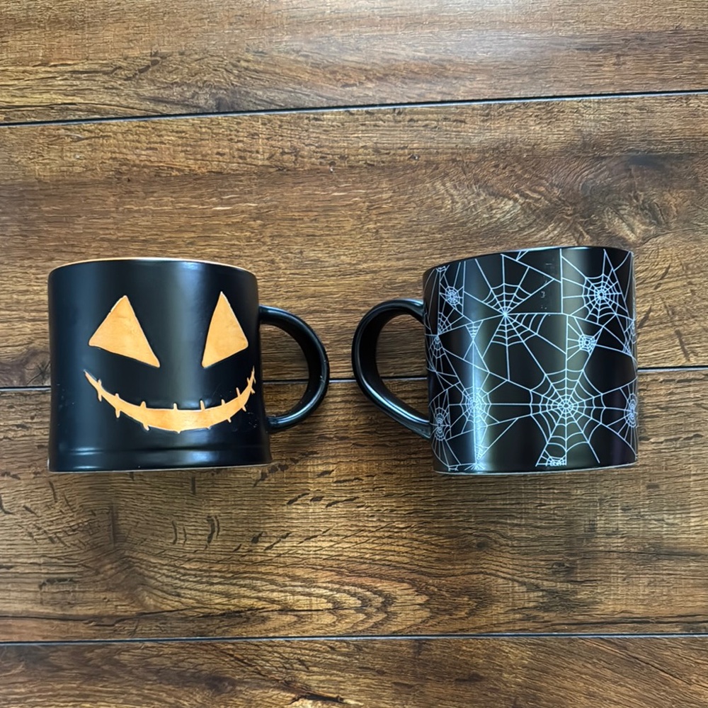 Black and Orange Halloween Coffee Mug Set